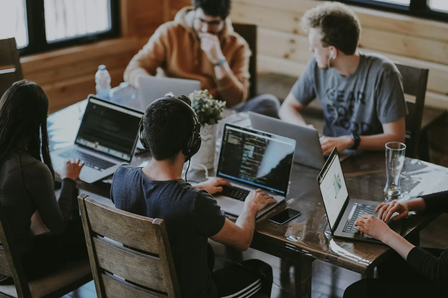 Students collaborating at Lancaster Business School